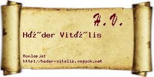 Héder Vitális névjegykártya
